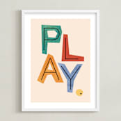 "Creative Play" - Art Print in Cream by Nazia Hyder - Framed
