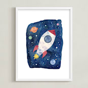 "Galactic Inspiration I" - Art Print in Navy by Creo Study - Framed