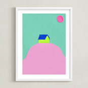 "Dia y Noche I" - Art Print in Pink, Green by Marta Crea - Framed
