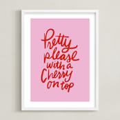 "Cherry on Top" - Art Print in Bubble Gum by Inkblot Design - Framed