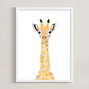 "baby animal.giraffe" - Art Print in merigold by Cass Loh - Framed