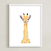 "baby animal.giraffe" - Art Print in merigold by Cass Loh - Framed