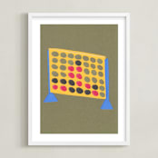 "Connect Four" - Art Print in Game Night Green by Elliot Stokes - Framed