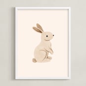 "Baby Rabbit" - Art Print in Beige by Vivian Yiwing - Framed