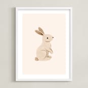 "Baby Rabbit" - Art Print in Beige by Vivian Yiwing - Framed
