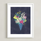 "Candy blossom" - Art Print in Midnight blue by Lisa Glanz - Framed