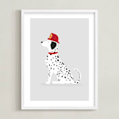 "Fire Dalmatian" - Art Print in Smoke by Ashley Presutti Beasley - Framed