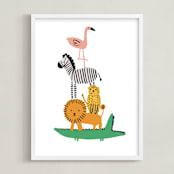 "Safari Stack" - Art Print in Jungle by Hudson meet Rose - Framed