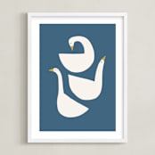 "Quack Stack" - Art Print in Lake by Betsy Siber - Framed