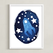 "To the stars and beyond" - Art Print in Prussian Blue by raven erebus - Framed