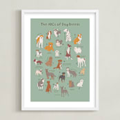 "ABCs of Dog Breeds" - Art Print in Mint by Vera Lim - Framed