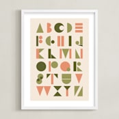 "Mod Alphabet" - Art Print in Olive by Morgan Kendall - Framed