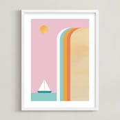 "Smooth Sailin" - Art Print in Pastel Rainbow by sue prue - Framed
