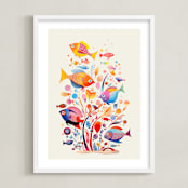 "Fishes" - Art Print in Aqua by Tatjana Koraksic - Framed