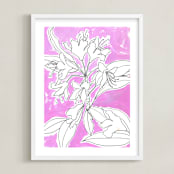"Lush Botanical Gallery II" - Art Print in Violet Pink Azalea by Lise Gulassa - Framed