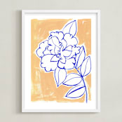 "Lush Botanical Gallery I" - Art Print in Peach by Lise Gulassa - Framed