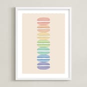 "Rainbow Macarons" - Art Print in Rainbow by Orasie - Framed