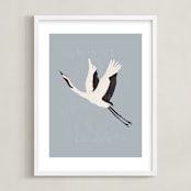 "Take Flight" - Art Print in Dusty Blue by Vera Lim - Framed