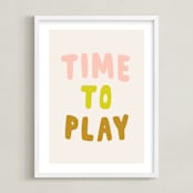 "Time to Play" - Art Print in Peach by Alicia Schultz - Framed