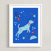 "Space Pup" - Art Print in Celestial by Kristin Mastoras - Framed