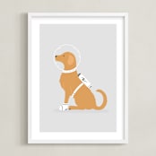 "Astronaut Retriever" - Art Print in Moonscape by Ashley Presutti Beasley - Framed