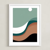 "The Moon Sings to the Desert" - Art Print in Desert Teal by Karen Kaul - Framed