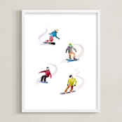 "The Boarders" - Art Print in Fresh Snow by Haley Mistler - Framed