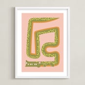 "Twisty Alligator" - Art Print in Moss by Ampersand Design Studio - Framed