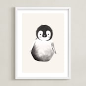 "baby penguin" - Art Print in Beige by Vivian Yiwing - Framed