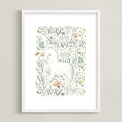"Unicorn Forest" - Art Print in Evergreen by Hannah Williams - Framed