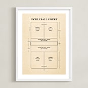 "Pickleball Posters 1" - Art Print in Backhand Black by Jayne Alfieri - Framed