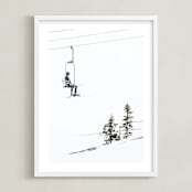 "skier" - Art Print in freestyle blue by Alicia Abla - Framed