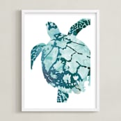 "Tropical Sea Turtle" - Art Print in Caribbean by Shirley Browning - Framed