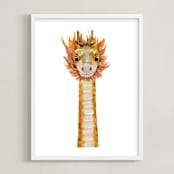 "Baby Animal Dragon" - Art Print in Golden Sun by Cass Loh - Framed