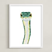 "Baby Animal Snake" - Art Print in Jade by Cass Loh - Framed