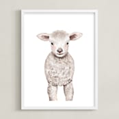"Baby Animal Sheep" - Art Print in Cotton by Cass Loh - Framed
