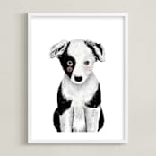 "Baby Animal Dog" - Art Print in blackjack by Cass Loh - Framed