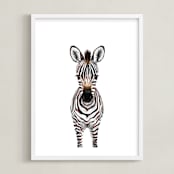 "Baby Zebra 2" - Art Print in dark chocolate by Cass Loh - Framed