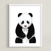 "Baby Panda" - Art Print in midnight by Cass Loh - Framed
