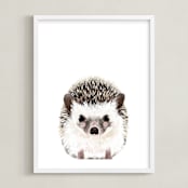 "Baby Hedgehog" - Art Print in coco by Cass Loh - Framed
