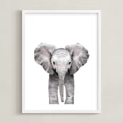 "Baby Animal Elephant" - Art Print in stone by Cass Loh - Framed