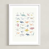 "Alphabet Dinos" - Art Print in white by Teju Reval - Framed