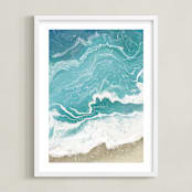 "Incoming Tide" - Art Print in Turquoise by Paula Pecevich - Framed