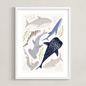 "Marvelous Sharks" - Art Print in Sand by Sabrin Deirani - Framed