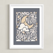 "Sleepy Moon" - Art Print in Dusk by Meggy Masters - Framed