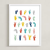 "American Sign Language ABCs" - Art Print in Rainbow by Jessie Steury - Framed