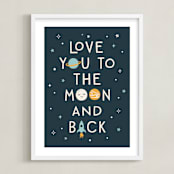 "Moon And Back" - Art Print in Midnight by Annie Holmquist - Framed