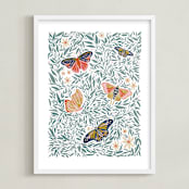 "Secret Garden" - Art Print in Leaf by Britt Mills - Framed