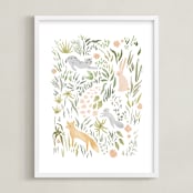 "Flora and Fauna" - Art Print in Rose by Hannah Williams - Framed