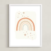 "Rainbow Stars" - Art Print in Sand by Hannah Williams - Framed